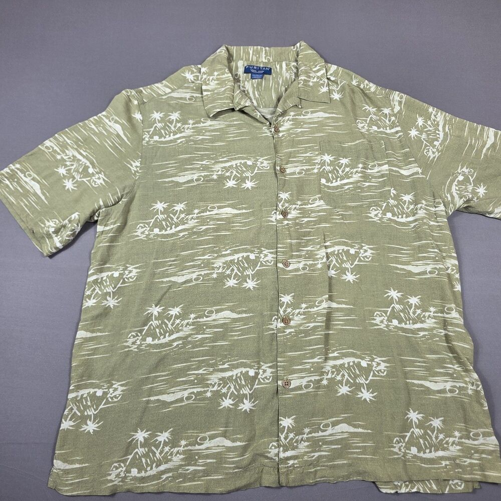 Puritan Hawaiian Short Sleeve Button Down Shirt Men's Size 2XL 50-52 100% Rayon
